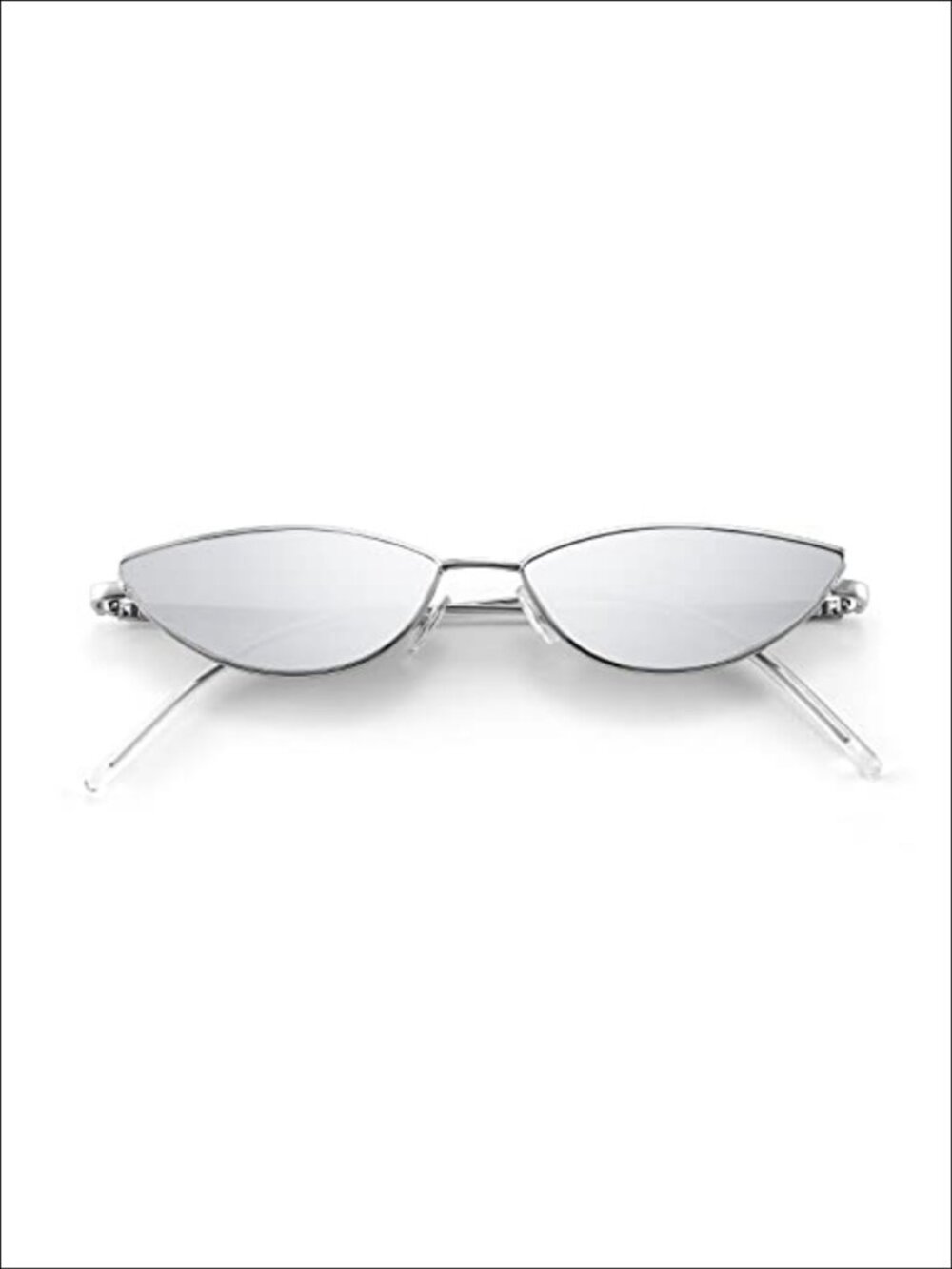 Cat Eye Sunglasses Silver Metal Frame UV400 Mirrored Lens